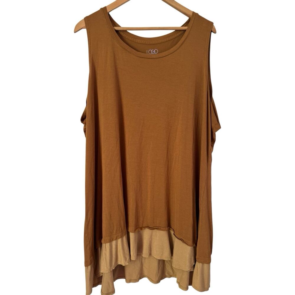 LOGO Lori Goldstein Layers Womens Tank Top Tunic Size 3XL Mustard Yellow
